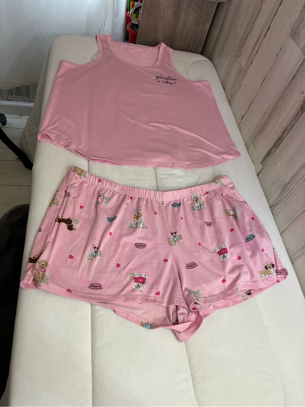 Pink Dog-Print Pajama Tank & Shorts Set - Unknown Brand